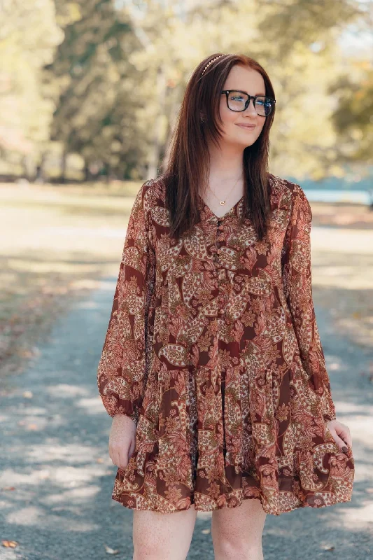 Lowest Price v-neck dressFall Vibes Chiffon Dress