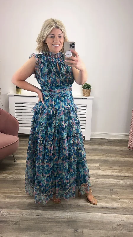 Limited Stock flowy evening dressMercurio Long Dress (Blue)