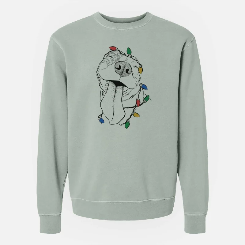 Weekend Deal fashion gym hoodieChristmas Lights Xena the American Staffordshire Terrier - Unisex Pigment Dyed Crew Sweatshirt Weekend Deal fashion gym hoodieChristmas Lights Xena the American Staffordshire Terrier - Unisex Pigment Dyed Crew Sweatshirt