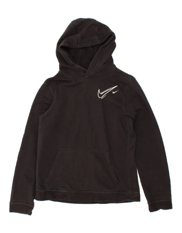 Overstock Sale NIKE Boys Graphic Hoodie Jumper 13-14 Years XL Black Cotton