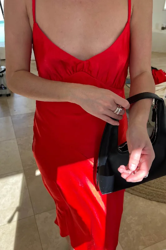 Exclusive Access puff sleeve dressV-NECK SATIN SLIP DRESS