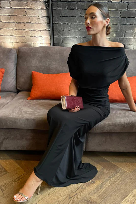 Limited Time Offer knit dressPLATINUM JERSEY GOWN (BLACK) B