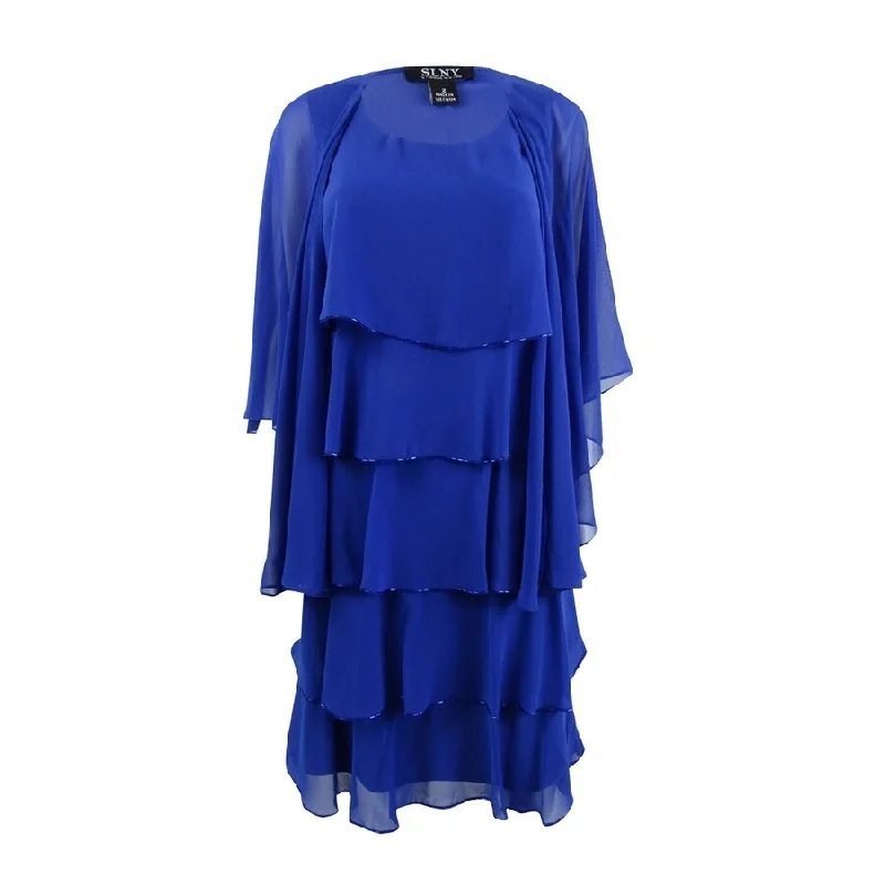 Final Clearance boho-chic dressSL Fashions Women's Beaded Tiered Dress and Jacket