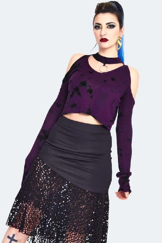 Extra Discounts Tie Dye Cold Shoulder Jumper