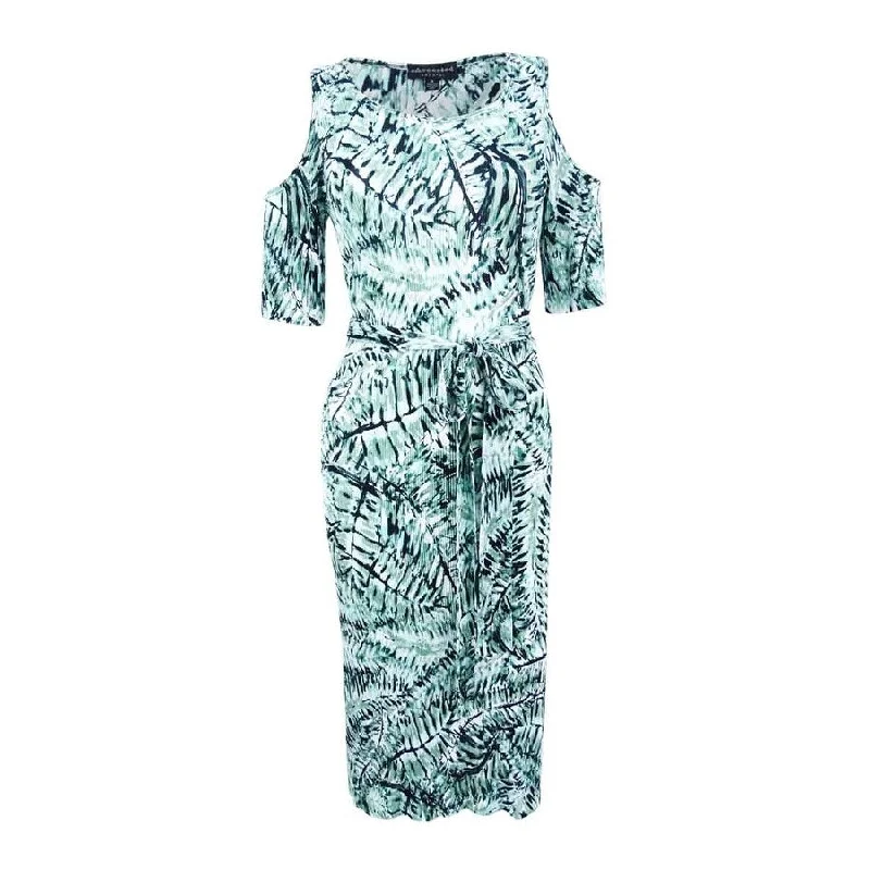 Today’s Deal fitted dressConnected Women's Belted Cold-Shoulder Sheath Dress