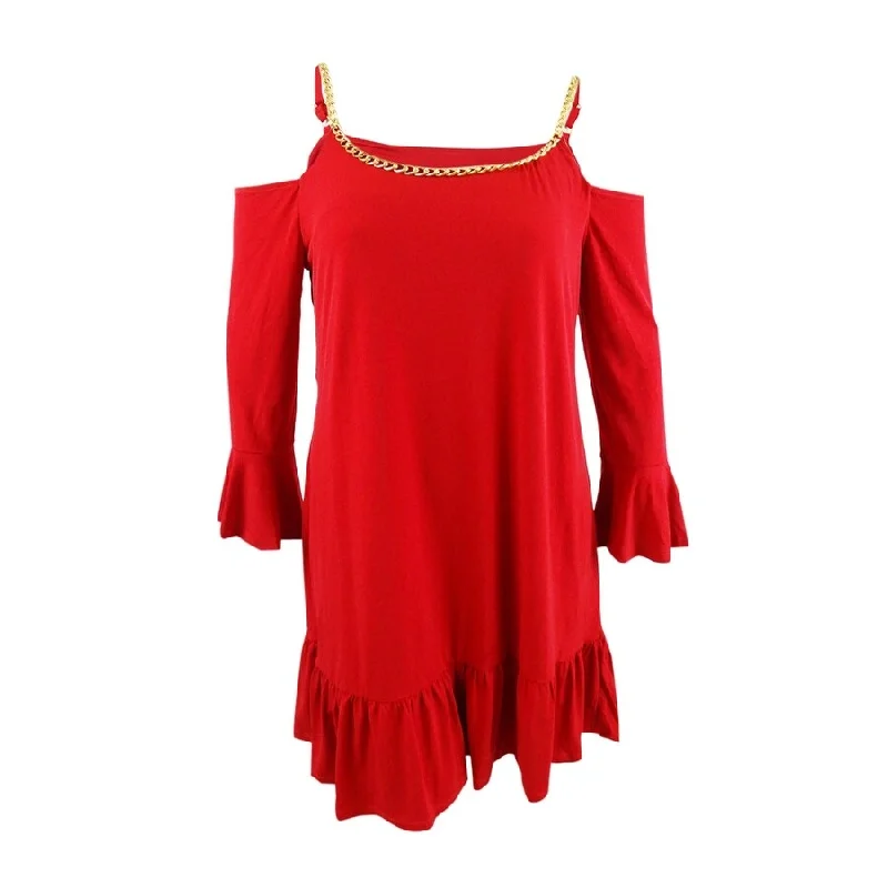 Time-Limited Offer floral wrap dressMICHAEL Michael Kors Women's Cold-Shoulder Ruffled Dress (XXL, Red Currant) Time-Limited Offer floral wrap dressMICHAEL Michael Kors Women's Cold-Shoulder Ruffled Dress (XXL, Red Currant)
