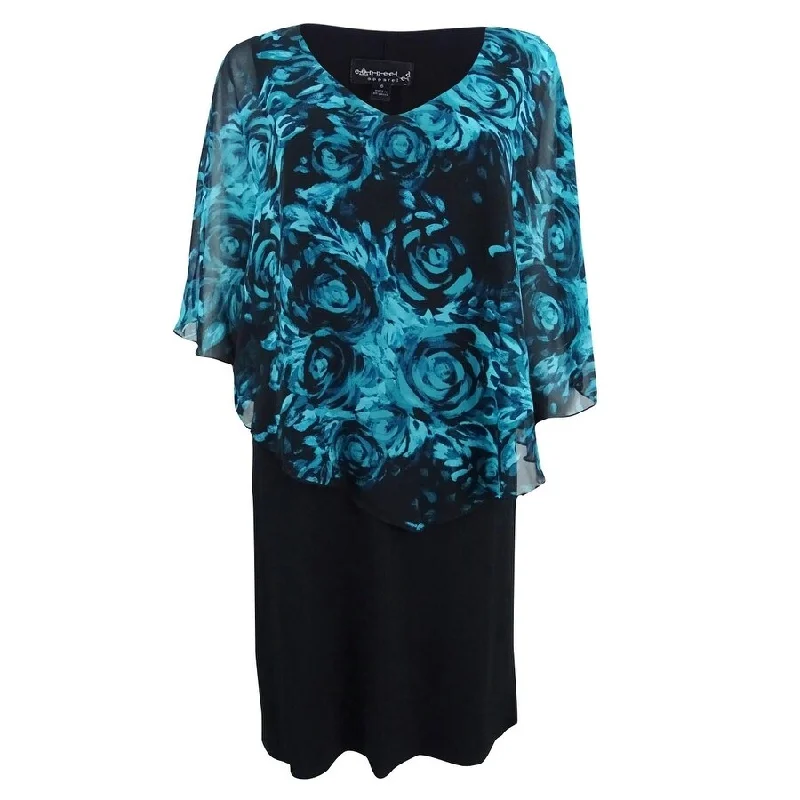 Crazy Savings fitted cocktail dressConnected Women's Chiffon Capelet Sheath Dress
