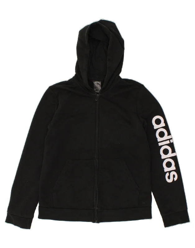 Amazing Deals ADIDAS Womens Graphic Zip Hoodie Sweater UK 16/18 Large Black