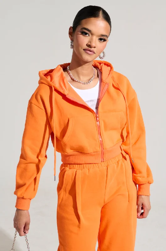 Weekend Special ORANGE CROP ZIP UP SWEATSHIRT