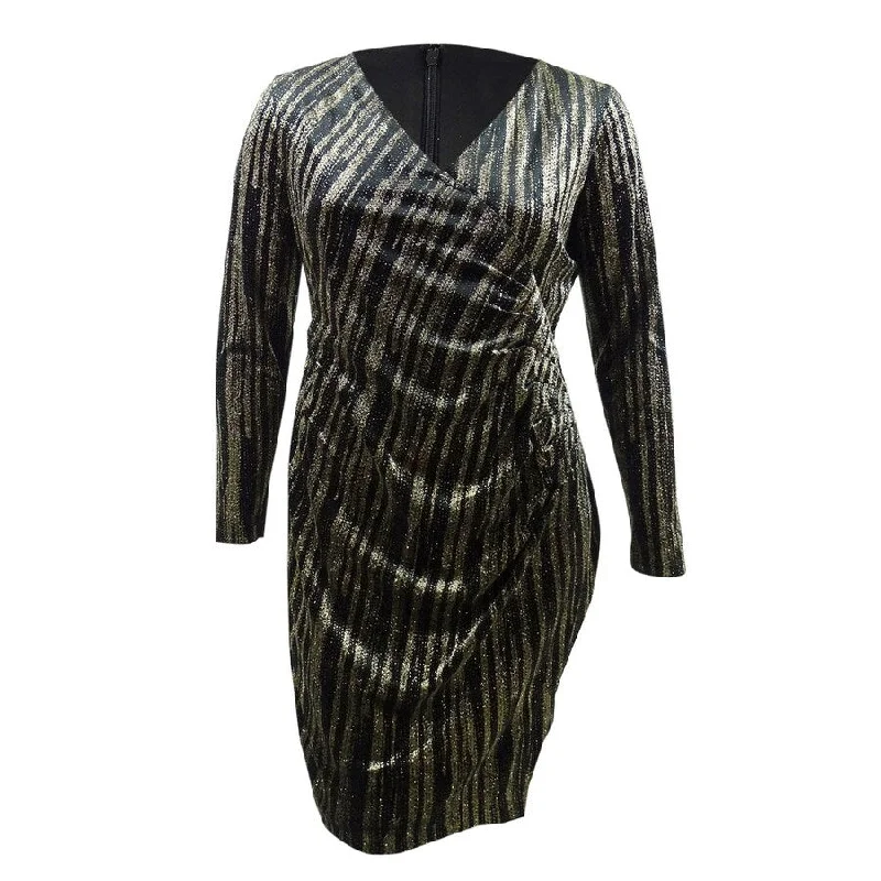 Discount Mania evening dressCalvin Klein Women's Velvet Glitter Dress (14, Black/Gold)