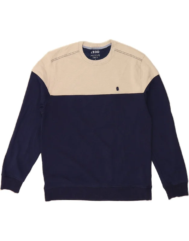 Today’s Special IZOD Mens Sweatshirt Jumper Large Navy Blue Colourblock Cotton