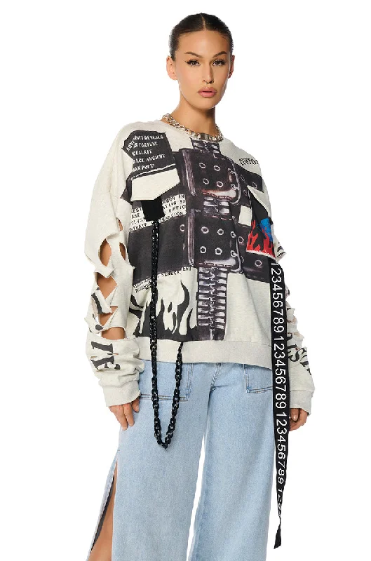 Deal Frenzy LIMITED EDITION CUT OUT GRAPHIC SWEATSHIRT