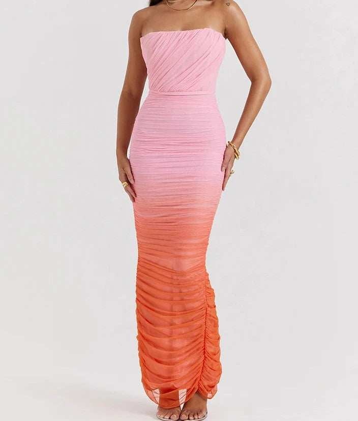Exclusive Preview sleeveless dressA&A Gradient Strapless Maxi Bodycon Dress