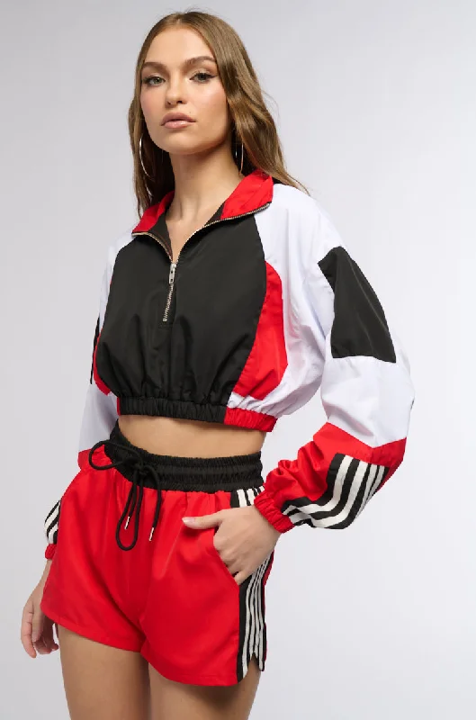 Overstock Sale GAME TIME HALF ZIP CROP SWEATSHIRT
