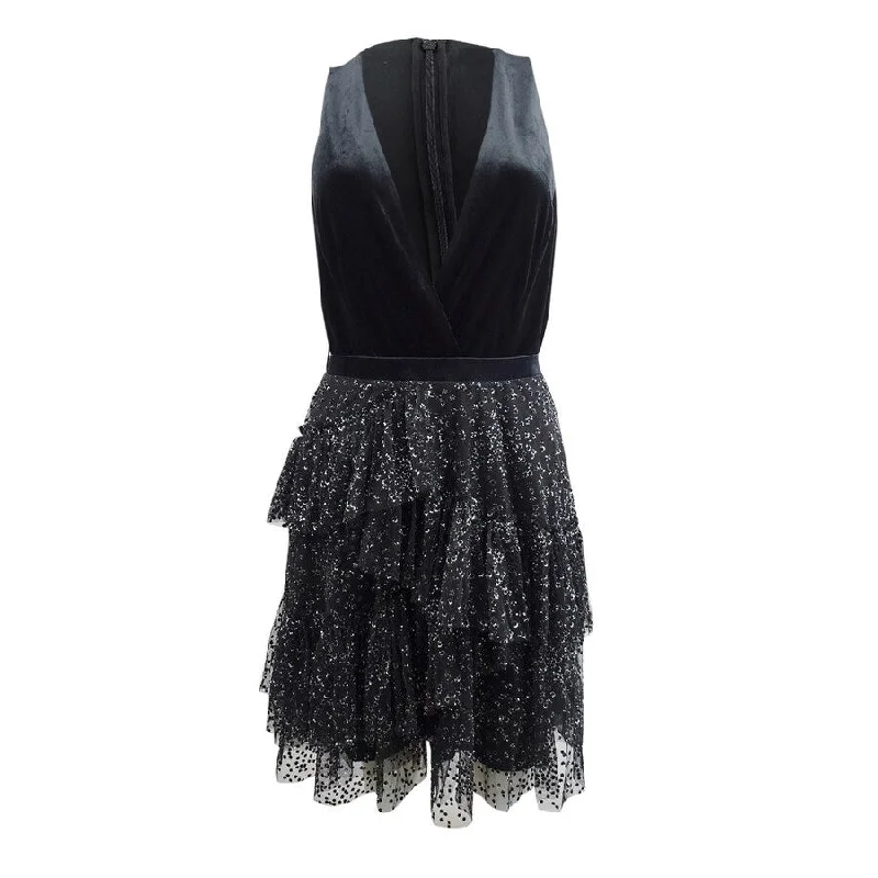 Steals and Deals stylish party dressBCBGMAXAZRIA Women's Plunging Velvet and Metallic Dress (S, Black) Steals and Deals stylish party dressBCBGMAXAZRIA Women's Plunging Velvet and Metallic Dress (S, Black)
