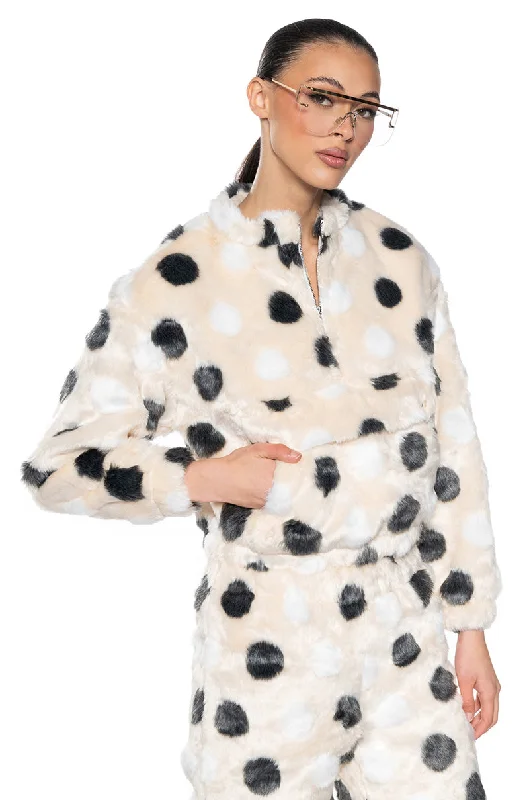 Amazing Deals DOTTY FAUX FUR OVERSIZED PULLOVER