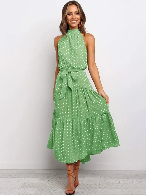 Lowest Prices fitted dressA&A Summer Polka Dot Halter Dress