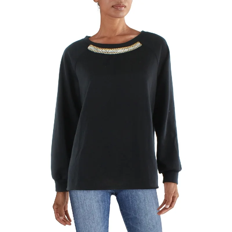 Clearance Sale NY Collection Womens French Terry Embellished Sweatshirt