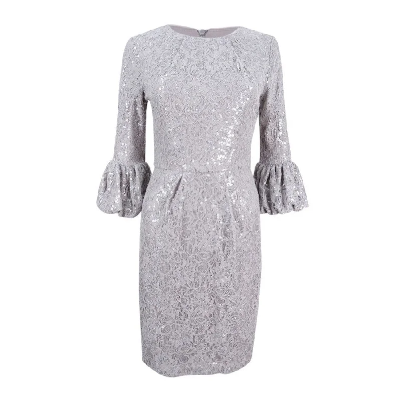 Deal of the Day boho dressBetsy & Adam Women's Sequined Lace Bell-Sleeve Dress (4, Grey) Deal of the Day boho dressBetsy & Adam Women's Sequined Lace Bell-Sleeve Dress (4, Grey)