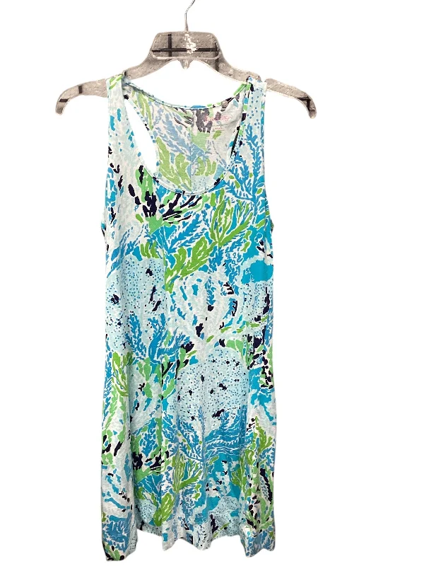 Act Fast v-neck dressDress Casual Short By Lilly Pulitzer In Blue & Green, Size: S