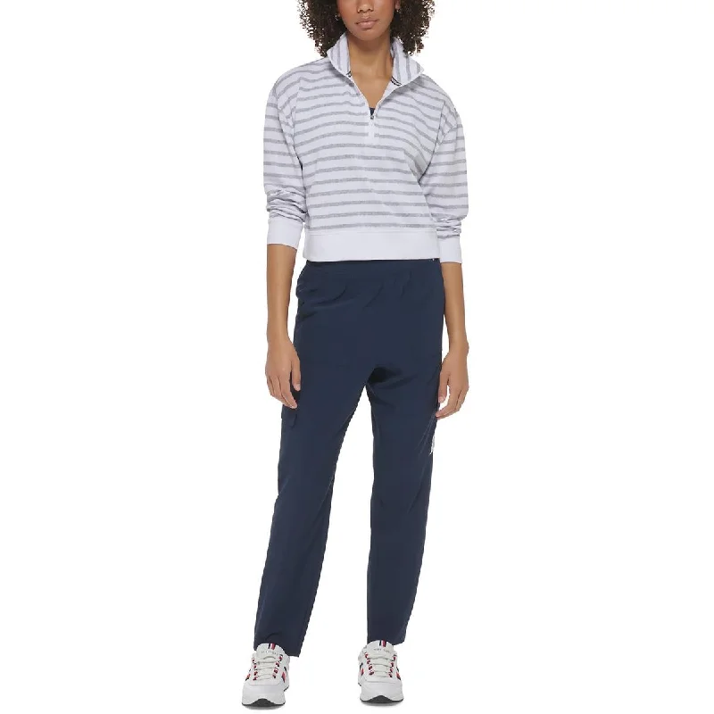 Customer Appreciation Sale Tommy Hilfiger Sport Womens Mock Neck Striped 3/4 Zip Pullover
