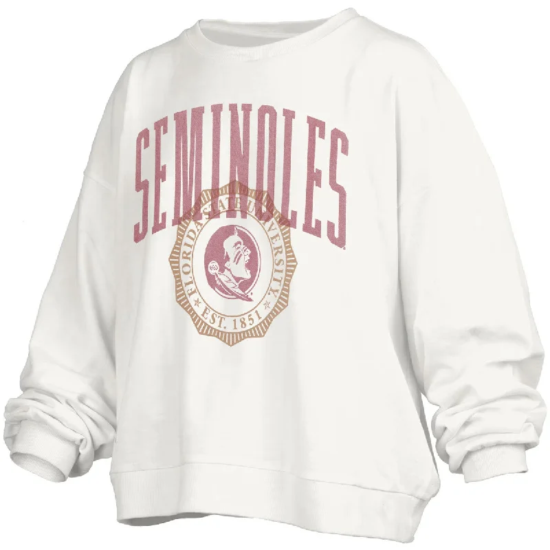 Overstock Sale Pressbox Women's Seminoles/Seminole Logo Crew Fleece - White
