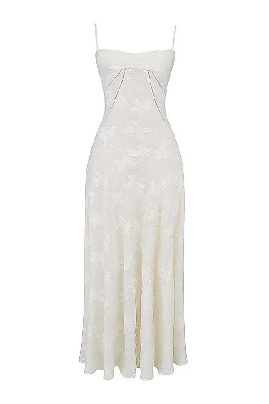 Special Savings ashionable dressA&A Lace Floral Spaghetti Strap Sleeveless Sheer White Dress