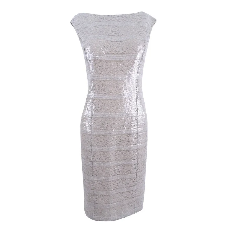 Sneak Peek Sale stylish dressVince Camuto Women's Sequined Lace-Stripe Dress
