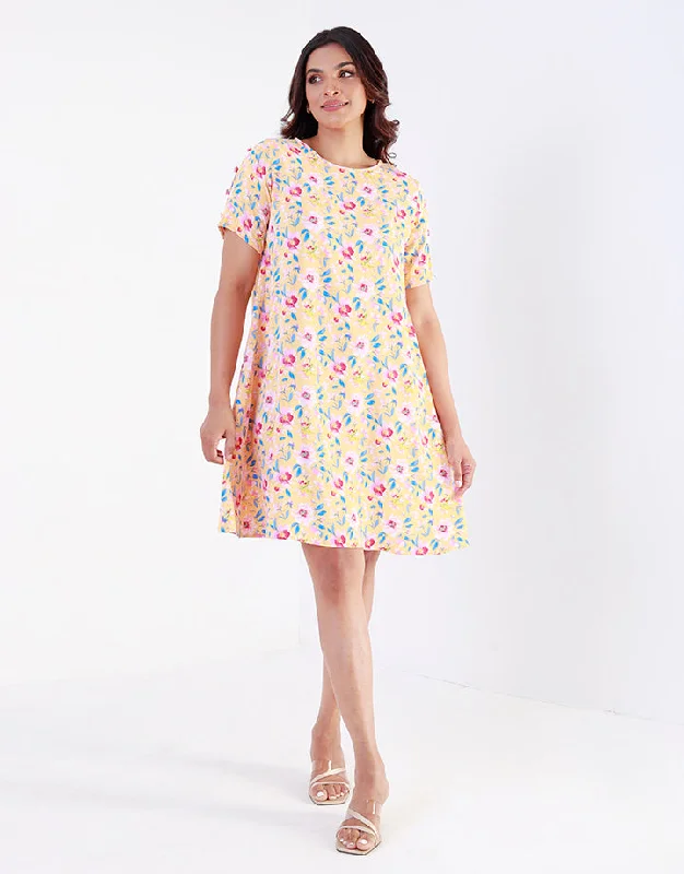 Hot Deal satin dressPrinted Dress with ¾ Sleeves