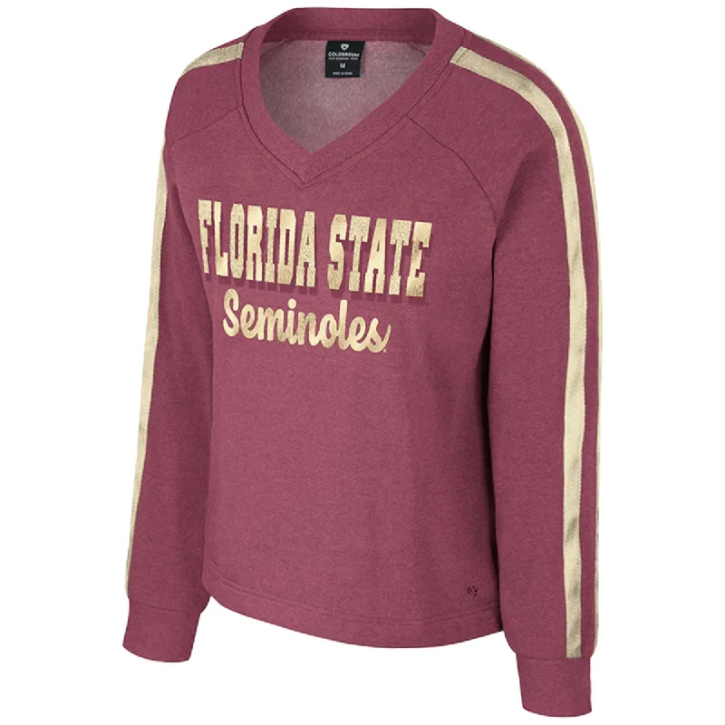 Buy Now Colosseum Women's Florida State Seminoles Metallic Design V-neck Crew Fleece - Garnet Buy Now Colosseum Women's Florida State Seminoles Metallic Design V-neck Crew Fleece - Garnet