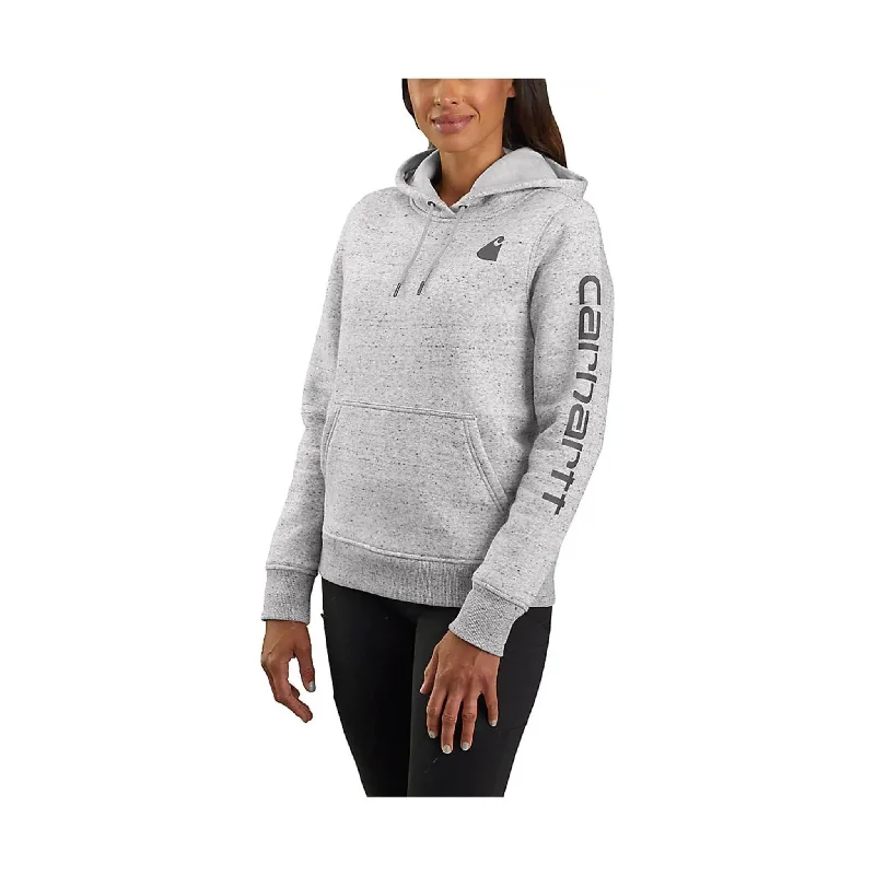 Incredible Offers Carhartt Women's Relaxed Fit Midweight Logo Sleeve Graphic Sweatshirt - Asphalt Heather Nep