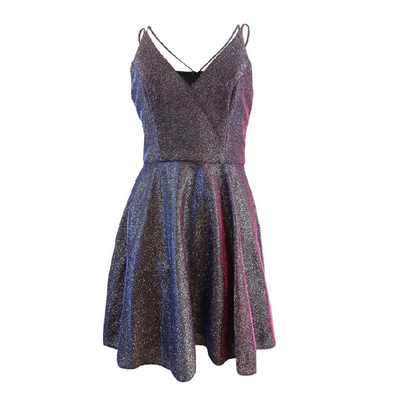 Hurry In bodycon dressXscape Women's Glitter Fit & Flare Dress (6, Silver/ Fuchsia Pink)