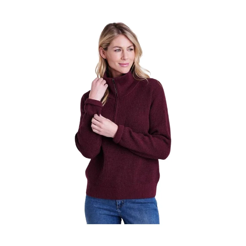 Crazy Deals Kuhl Women's Norda Quarter Zip Sweater - Zinfandel - ONLINE STORE CREDIT/EXCHANGE ONLY