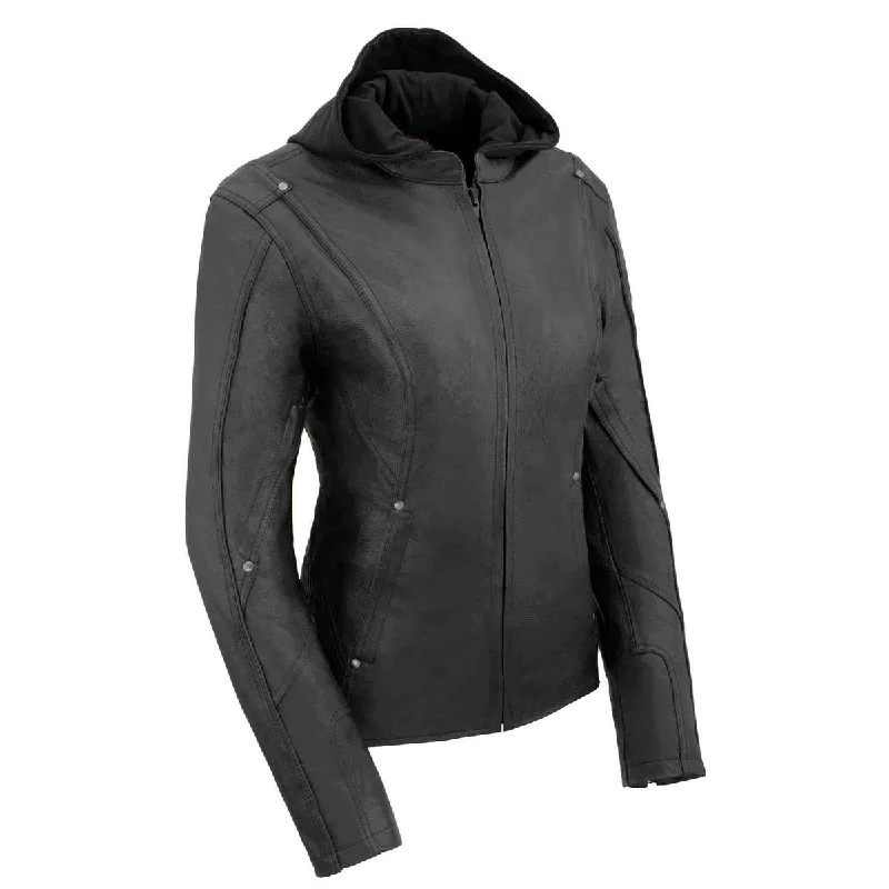 Year-End Clearance Milwaukee Leather MLL2555 Women's Black 3/4 Hooded Leather Jacket with Side Stretch Year-End Clearance Milwaukee Leather MLL2555 Women's Black 3/4 Hooded Leather Jacket with Side Stretch