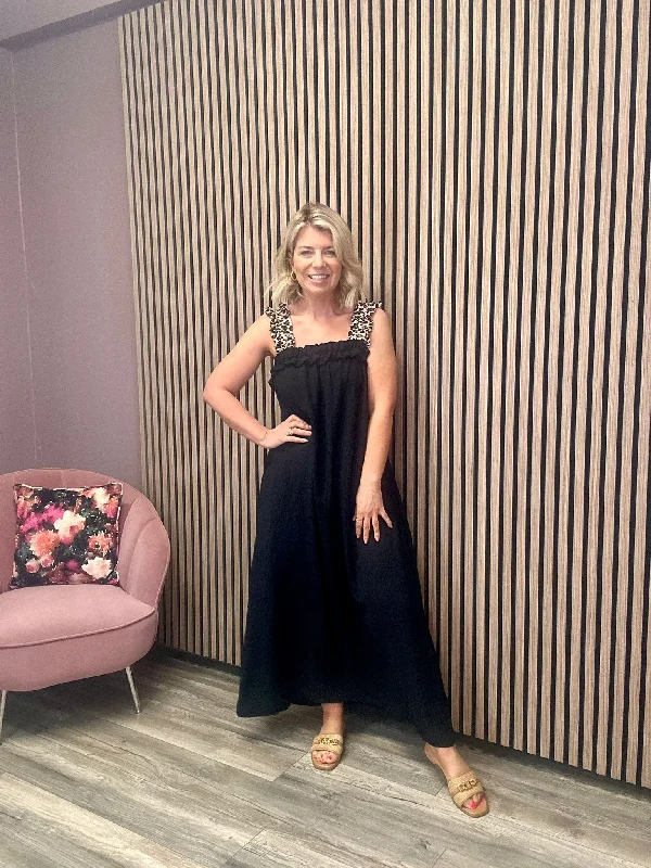 Price Drop playful dressStacie Midi Dress (Black/Leopard)