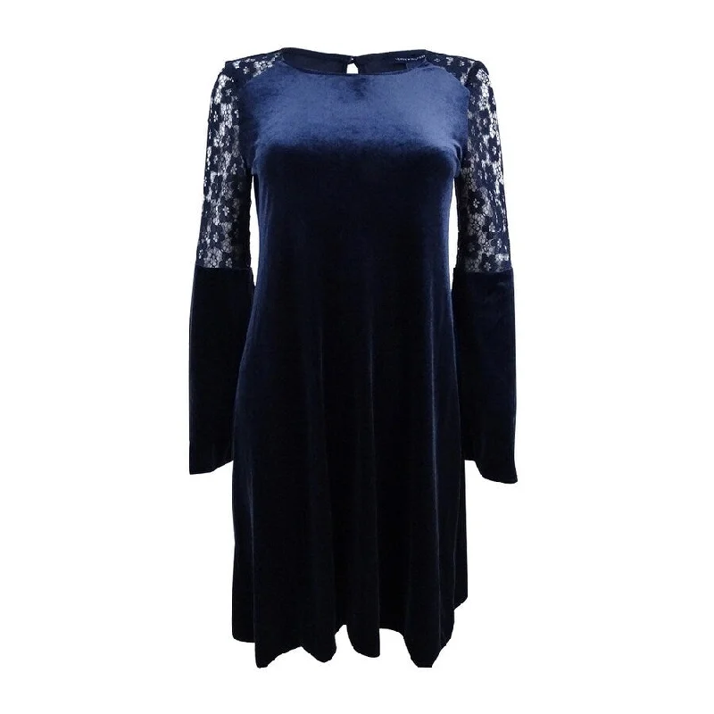 Closeout cocktail dressTommy Hilfiger Women's Velvet Crochet-Lace Dress