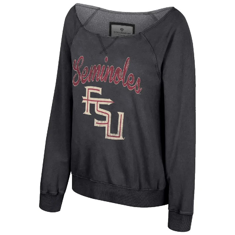 Savings Bonanza Colosseum Women's Seminoles Stacked FSU Off Shoulder Fleece Crew - Black Savings Bonanza Colosseum Women's Seminoles Stacked FSU Off Shoulder Fleece Crew - Black