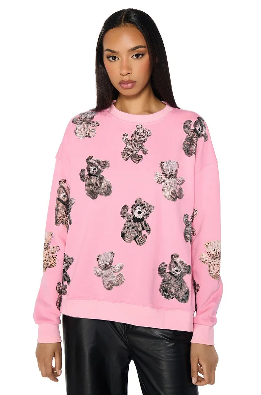 Price Cut PINK BABY BEAR CREW NECK EMBELLISHED SWEATSHIRT
