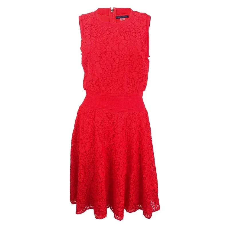 Don't Wait romantic dressTommy Hilfiger Women's Lace Fit & Flare Dress (10, Flame)