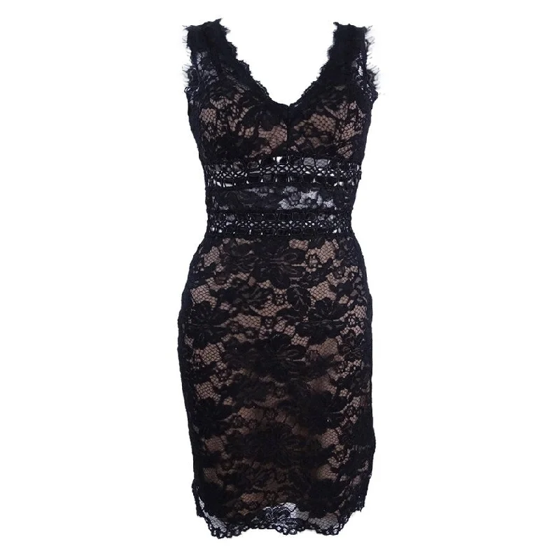 Exclusive Savings casual slip dressXscape Women's V-Neck Floral Lace Cutout Sheath Dress
