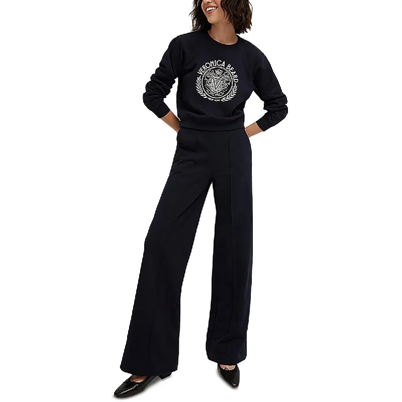 Can't Be Beat Veronica Beard Womens Graphic Ribbed Trim Sweatshirt