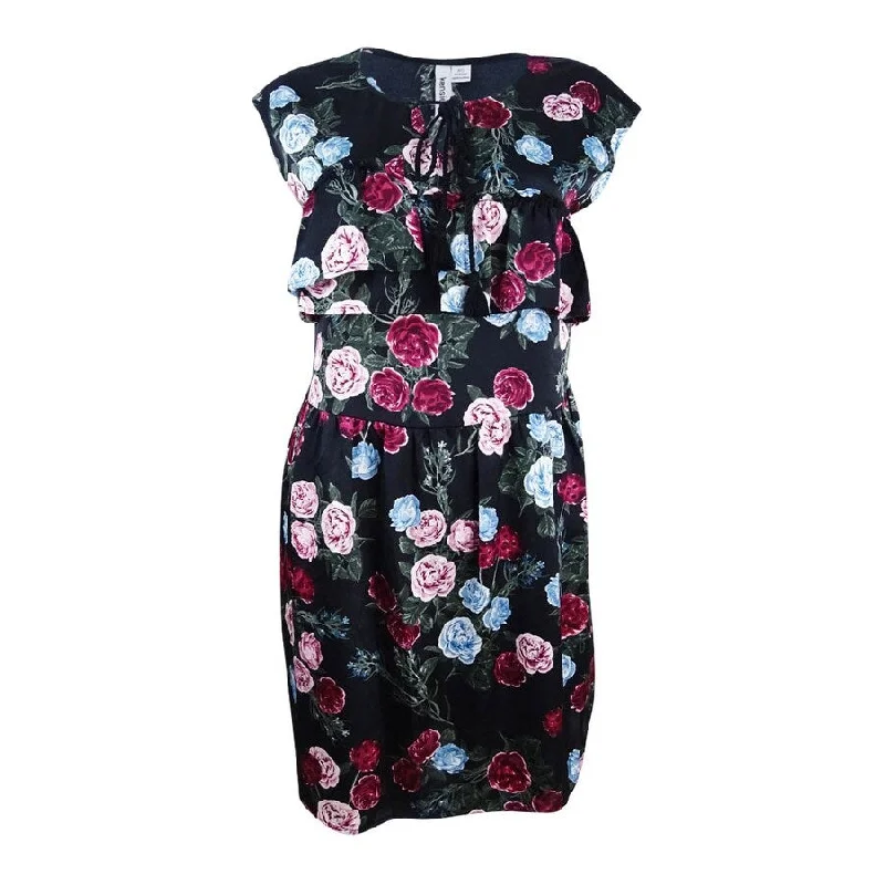 Midnight Madness casual knit dressKensie Women's Ruffled Peasant Dress