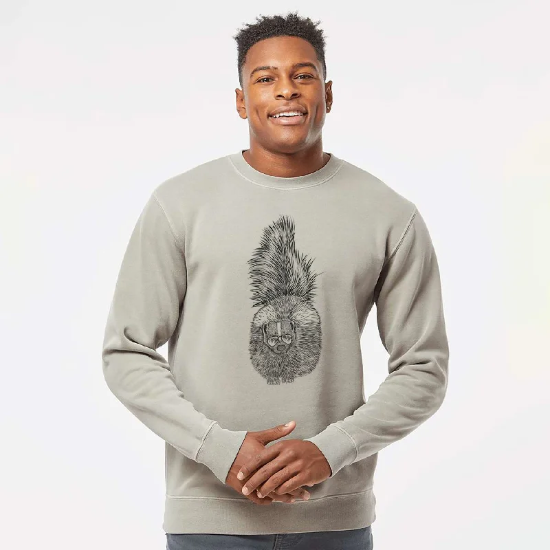 Massive Deals trendy fitness sweatshirtAviator Tibbs the Skunk - Unisex Pigment Dyed Crew Sweatshirt