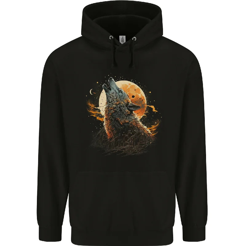 Limited Edition relaxed fit hoodieA Howling Wolf in the Moon Light Mens 80% Cotton Hoodie Limited Edition relaxed fit hoodieA Howling Wolf in the Moon Light Mens 80% Cotton Hoodie