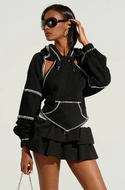 Stock Clearance ON A LIGHT DAY CUT OUT TIE BACK SWEATSHIRT