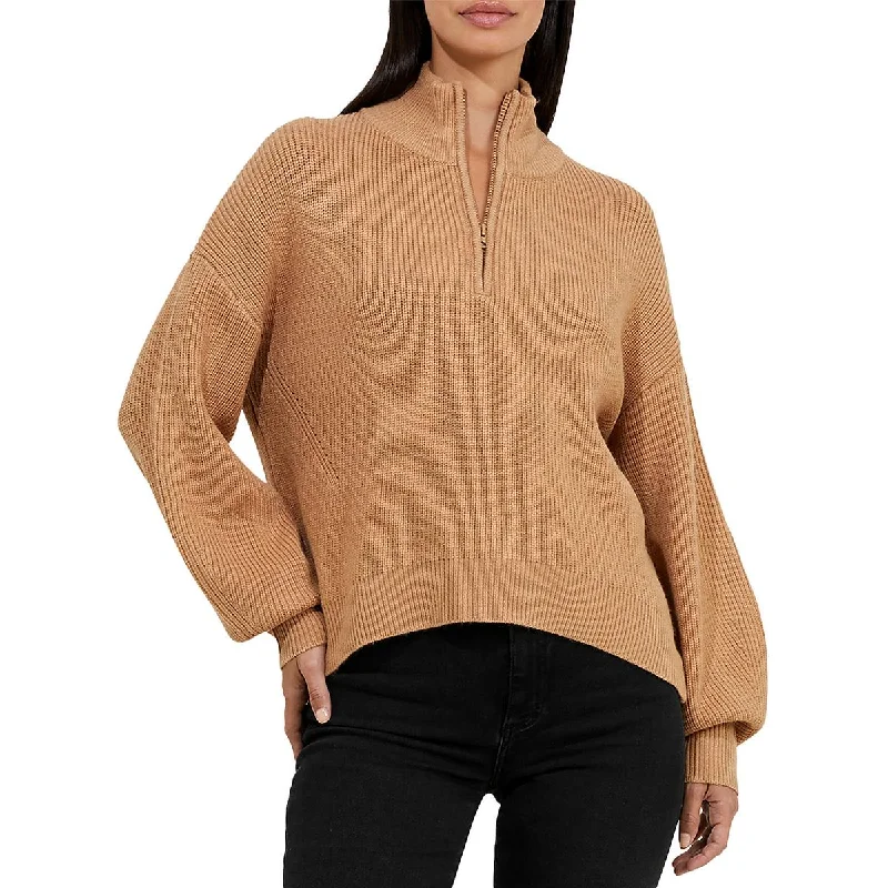 Deal Frenzy French Connection Womens Knit Mock Neck 3/4 Zip Pullover