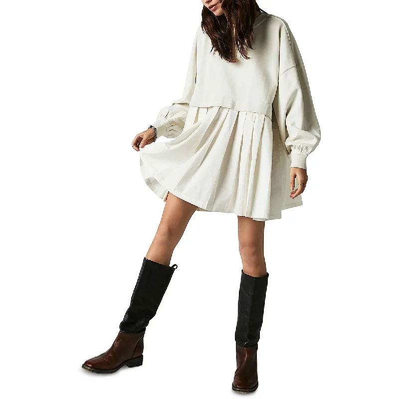 Today Only Free People Womens Eleanor Mixed Media Cotton Sweatshirt