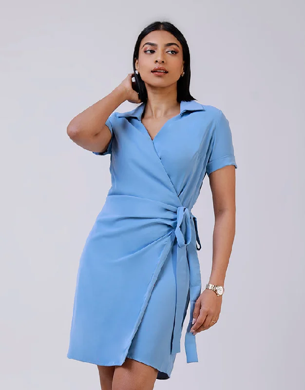 Buy Now casual dressFolded Sleeves Wraparound Dress