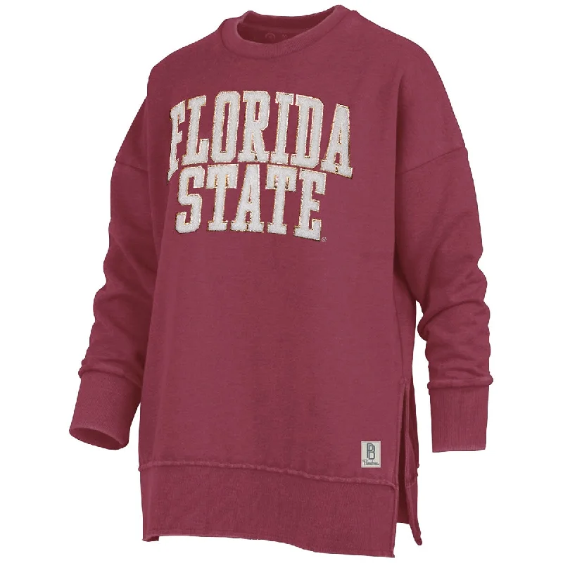 Midnight Sale Pressbox Women's Florida State Chenille Applique Crew Fleece - Garnet