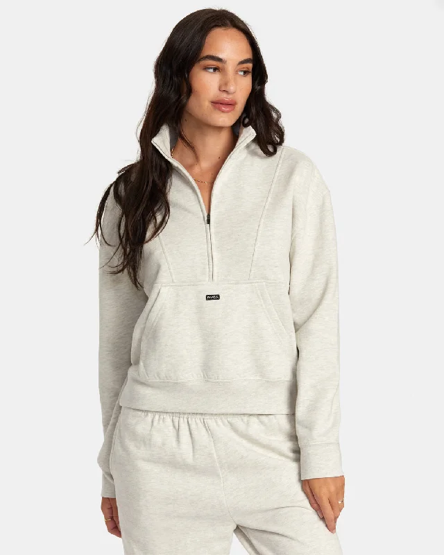 Online Only Sunday Half Zip Base Layer Top - Cream Heather